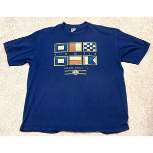 Vintage Single Stitch Sun & Sea Nautical Flags Delray Beach Shirt Size XXL 2XL
